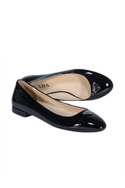 Prada - Black Patent Leather Logo Toe Flats Sz 8.5