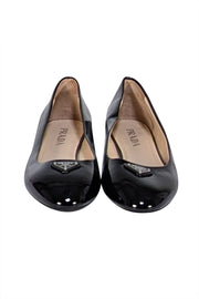 Prada - Black Patent Leather Logo Toe Flats Sz 8.5