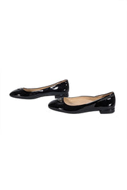 Prada - Black Patent Leather Logo Toe Flats Sz 8.5