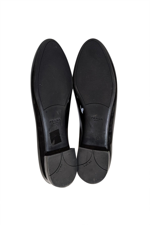Prada - Black Patent Leather Logo Toe Flats Sz 8.5