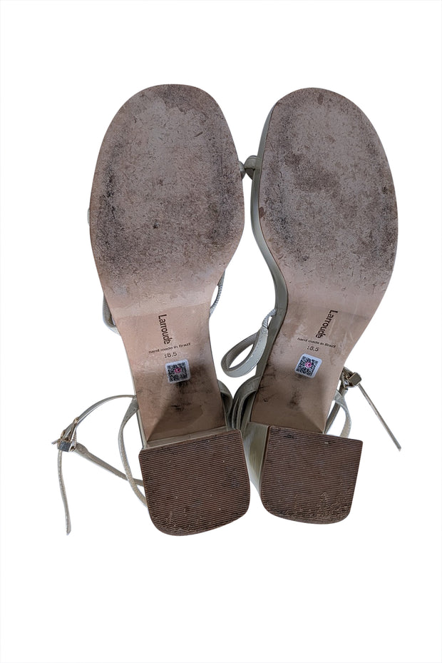 Larroude - Cream Patent Leather Strappy Heel Sandals Sz 8.5 - Current Boutique