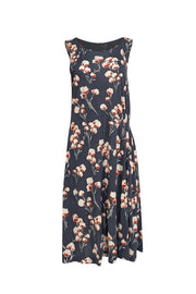 Tory Burch - Navy, Cream, & Red Floral Print Sleeveless Dress Sz L - Current Boutique