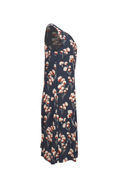 Tory Burch - Navy, Cream, & Red Floral Print Sleeveless Dress Sz L - Current Boutique