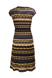 Missoni - Lime Green, Grey, & Black Chevron Knit Mini Dress Sz 6