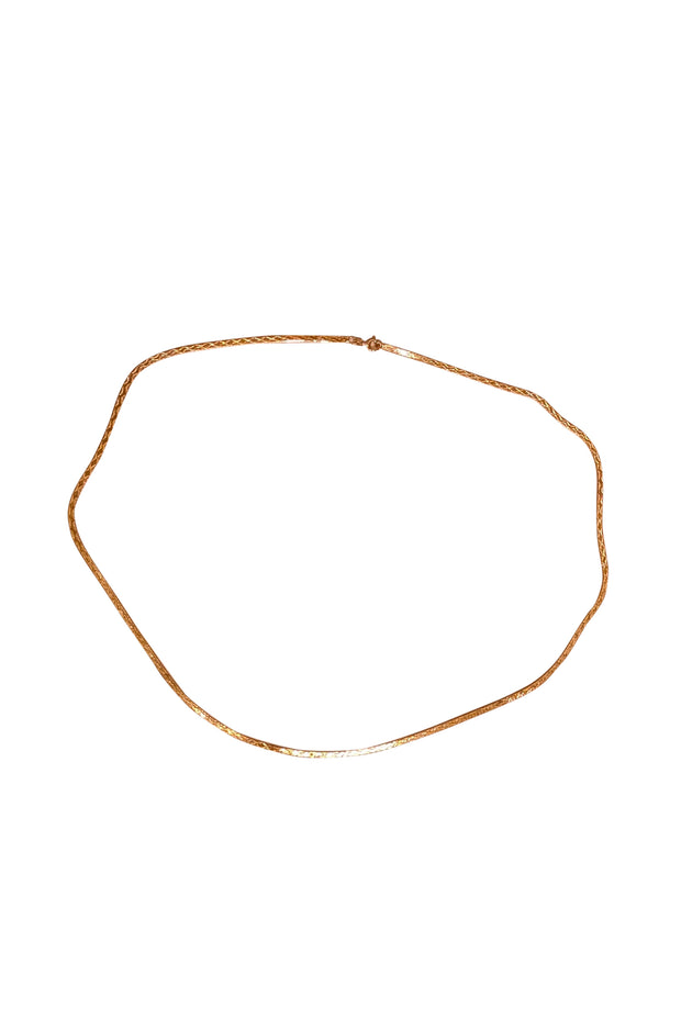 No Label - 14K Gold Herringbone Chain Necklace - Current Boutique