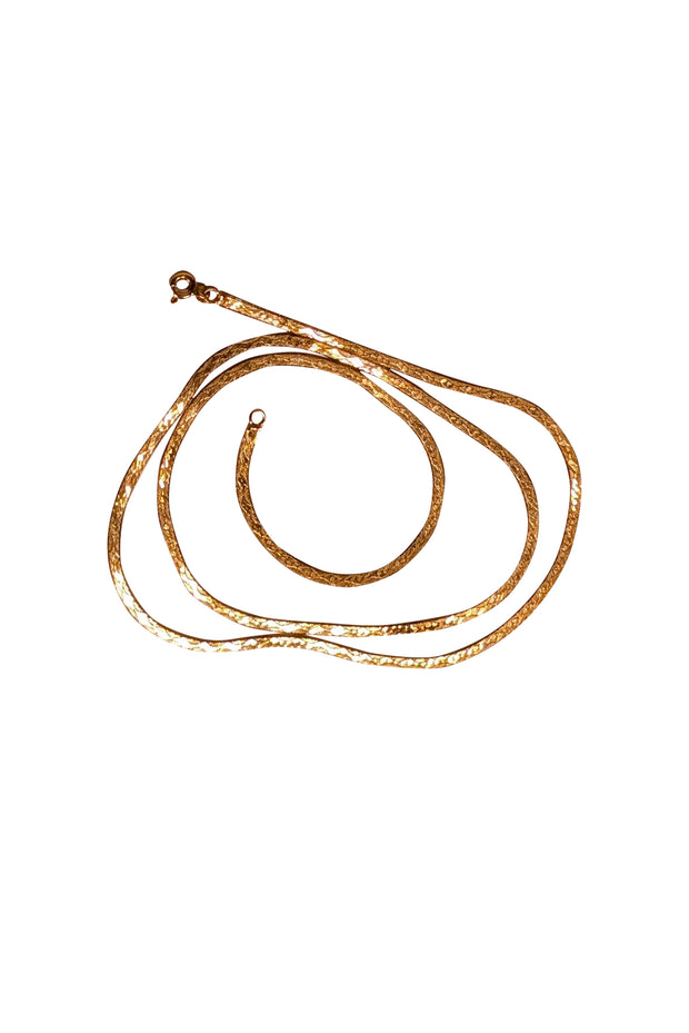 No Label - 14K Gold Herringbone Chain Necklace - Current Boutique