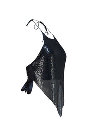 Alice & Olivia - Black "Frenchie" Chainmail Halter Top Sz XS - Current Boutique