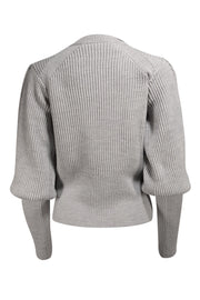Veronica Beard - Grey Rhinestone Faux Button Sweater Sz M - Current Boutique