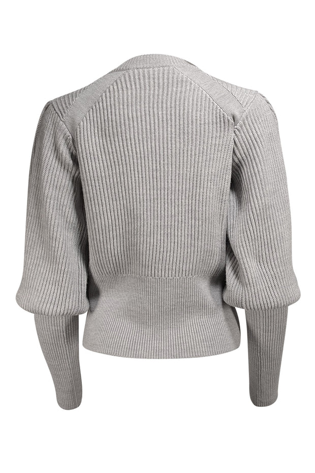 Veronica Beard - Grey Rhinestone Faux Button Sweater Sz M - Current Boutique