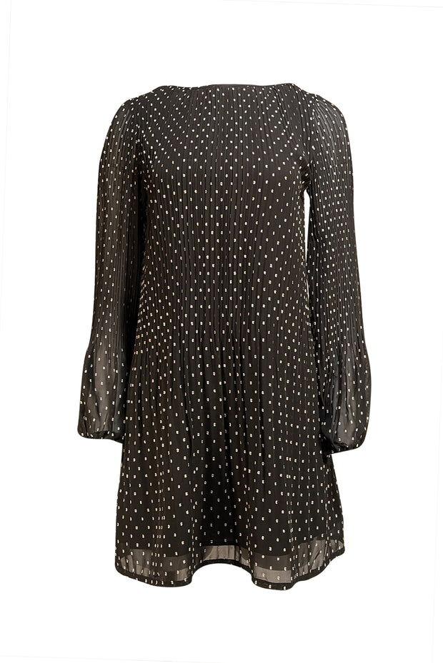 Maje - Black and White Dot Plisse "Rockito" Mini Dress Sz 4 - Current Boutique