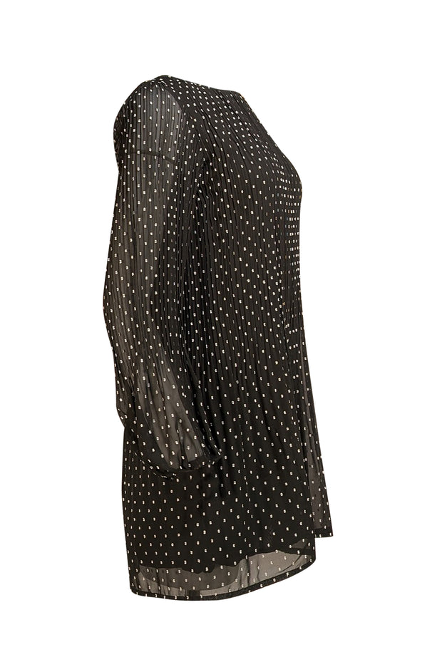 Maje - Black and White Dot Plisse "Rockito" Mini Dress Sz 4 - Current Boutique