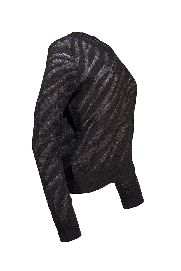 Rag & Bone - Black Metallic Zebra Pattern Alpaca & Wool Blend Sweater Sz M - Current Boutique