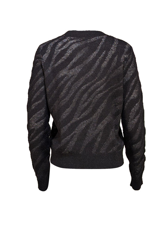 Rag & Bone - Black Metallic Zebra Pattern Alpaca & Wool Blend Sweater Sz M - Current Boutique
