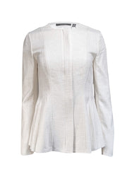 Theory - Cream Canvas Tweed Raw Edge Jacket Sz 4 - Current Boutique