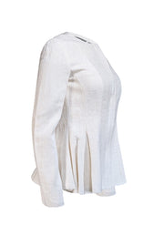 Theory - Cream Canvas Tweed Raw Edge Jacket Sz 4 - Current Boutique