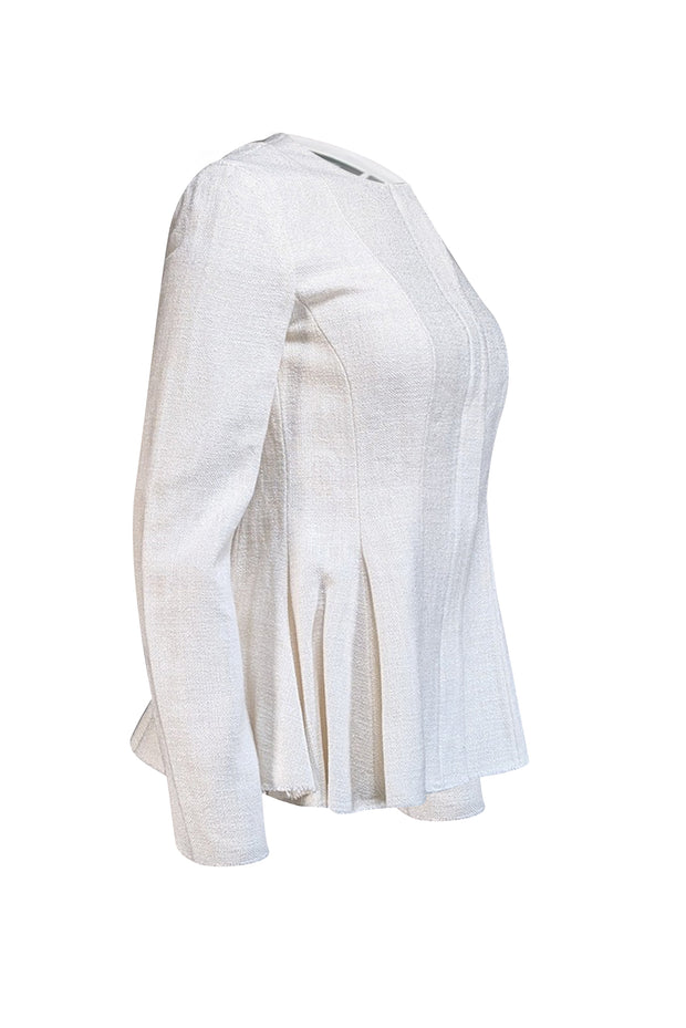 Theory - Cream Canvas Tweed Raw Edge Jacket Sz 4 - Current Boutique