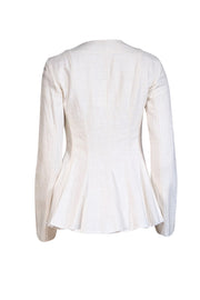 Theory - Cream Canvas Tweed Raw Edge Jacket Sz 4 - Current Boutique