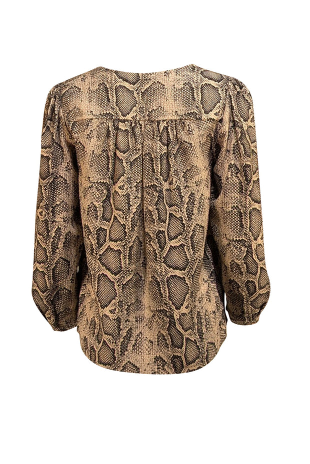 Rebecca Taylor - Light Grey & Black Snakeskin Print Silk Blouse Sz 2 - Current Boutique