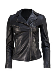 Reiss - Black Lamb Leather Moto Zipper Jacket Sz 0