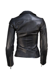 Reiss - Black Lamb Leather Moto Zipper Jacket Sz 0