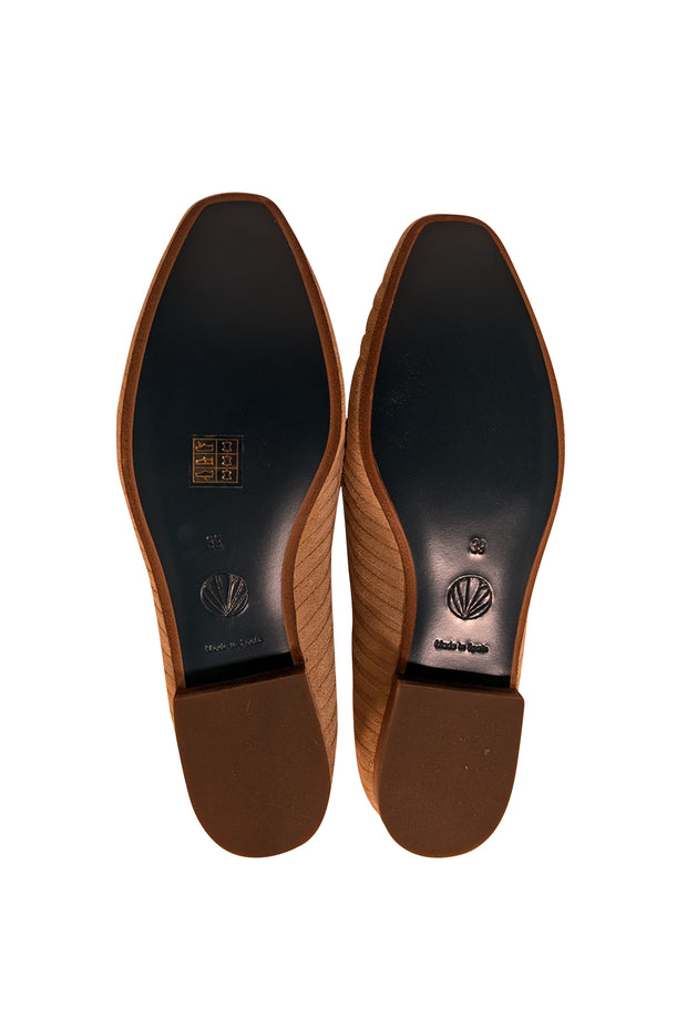 Coclico - Beige Suede Ribbed Flats Sz 9 - Current Boutique