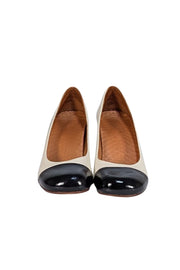 Chie Mihara - Ivory Leather w/ Printed Block Heel Sz 8.5 - Current Boutique