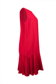 Twinset - Red Linen Blend Contrast Hem Mini Dress Sz 8 - Current Boutique
