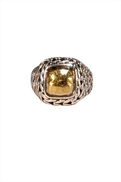 John Hardy - Sterling Silver Braided Ring w/ 22k Gold Center Sz 7 - Current Boutique