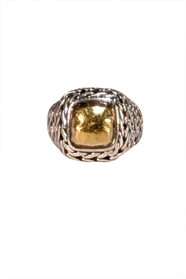 John Hardy - Sterling Silver Braided Ring w/ 22k Gold Center Sz 7 - Current Boutique