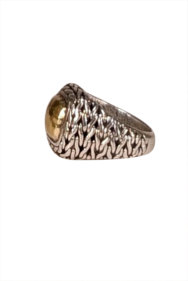 John Hardy - Sterling Silver Braided Ring w/ 22k Gold Center Sz 7 - Current Boutique
