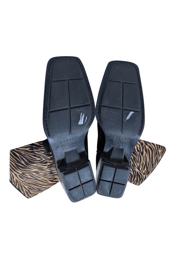 Stuart Weitzman - Black w/ Tan & Brown Animal Print Boots Sz 7.5 - Current Boutique