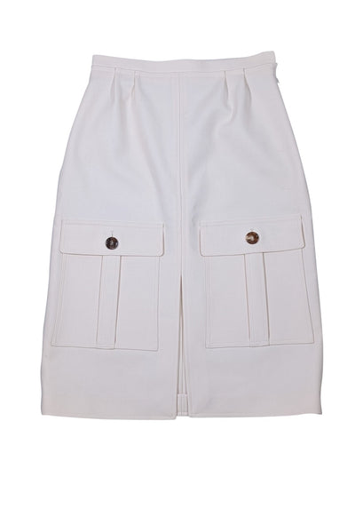 Chloe - Ivory Wool Blend Slit Front Skirt Sz 4