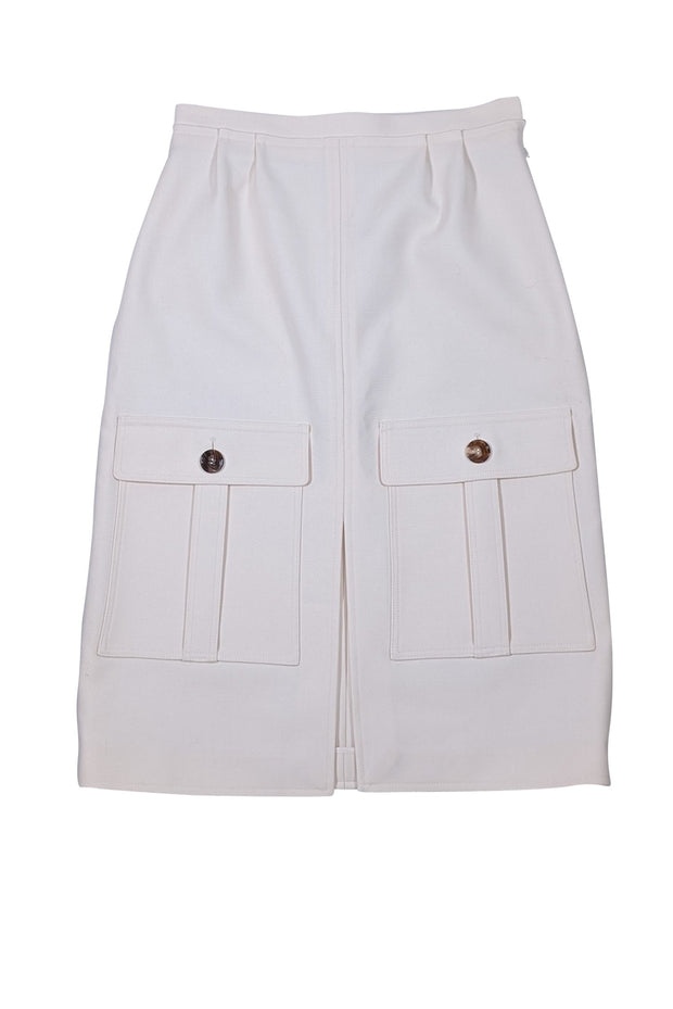 Chloe - Ivory Wool Blend Slit Front Skirt Sz 4