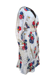 Tory Burch - Ivory & Multi Color Floral Silk Wrap Dress Sz 8 - Current Boutique