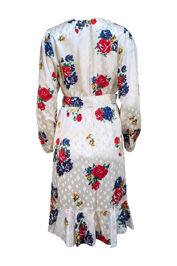 Tory Burch - Ivory & Multi Color Floral Silk Wrap Dress Sz 8 - Current Boutique