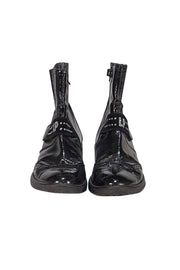 La Perla - Black Patent Textured Short Boots Sz 6 - Current Boutique