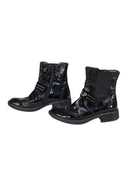 La Perla - Black Patent Textured Short Boots Sz 6 - Current Boutique