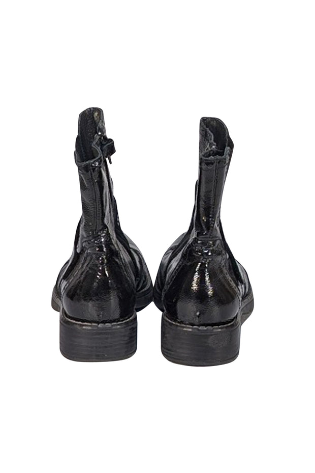 La Perla - Black Patent Textured Short Boots Sz 6 - Current Boutique