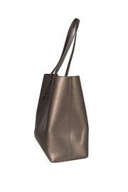 Coach - Gunmetal Metallic Leather Tote Bag - Current Boutique