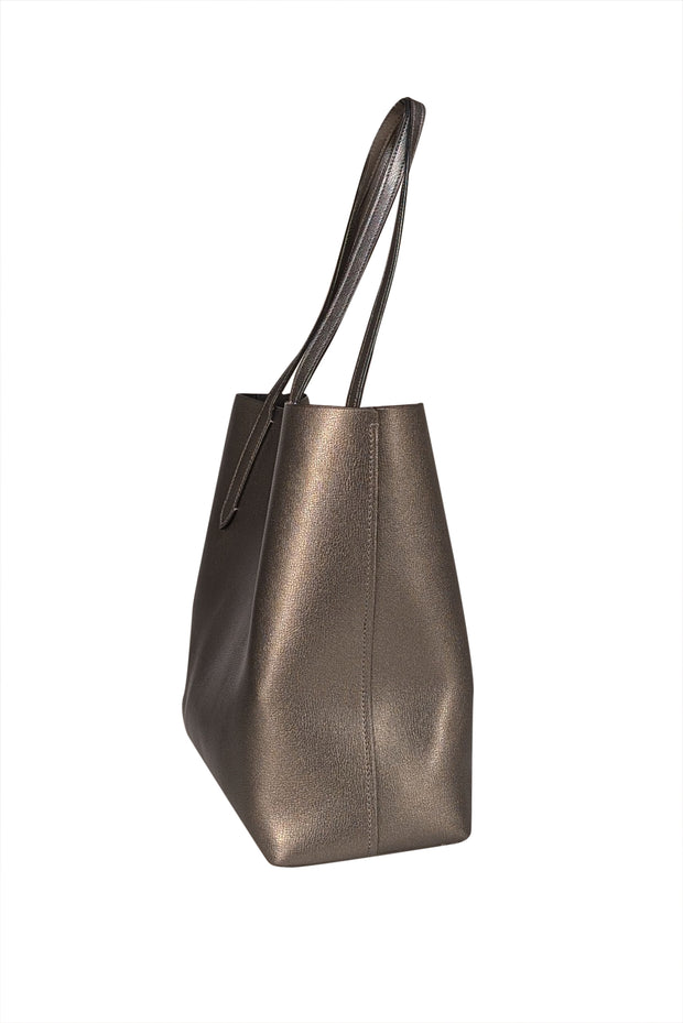 Coach - Gunmetal Metallic Leather Tote Bag - Current Boutique