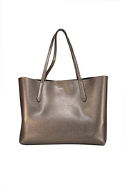 Coach - Gunmetal Metallic Leather Tote Bag - Current Boutique