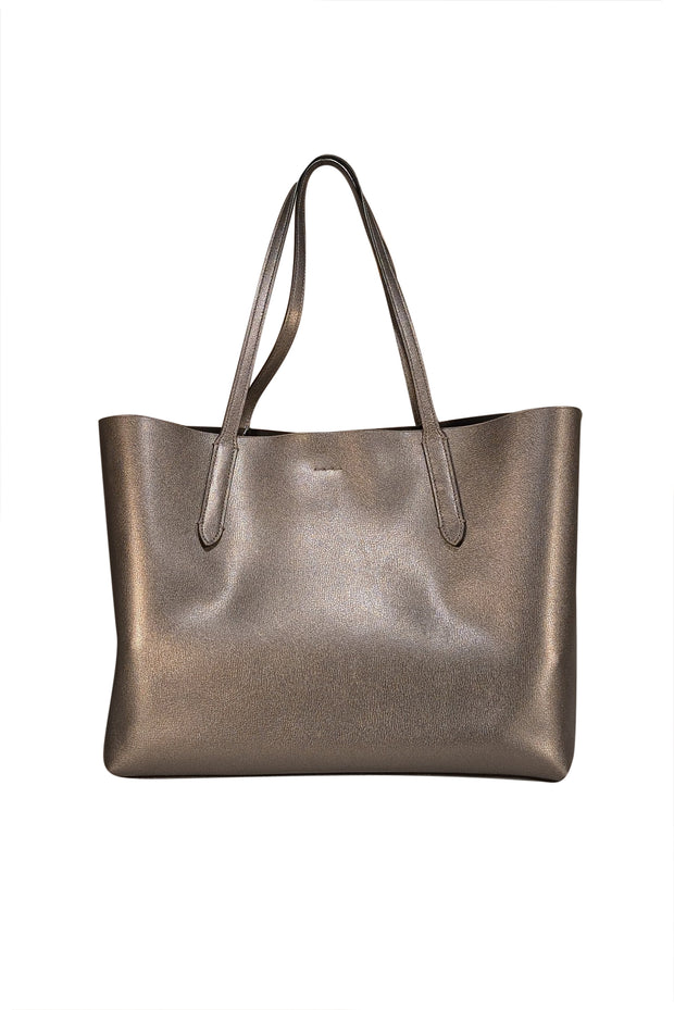 Coach - Gunmetal Metallic Leather Tote Bag - Current Boutique