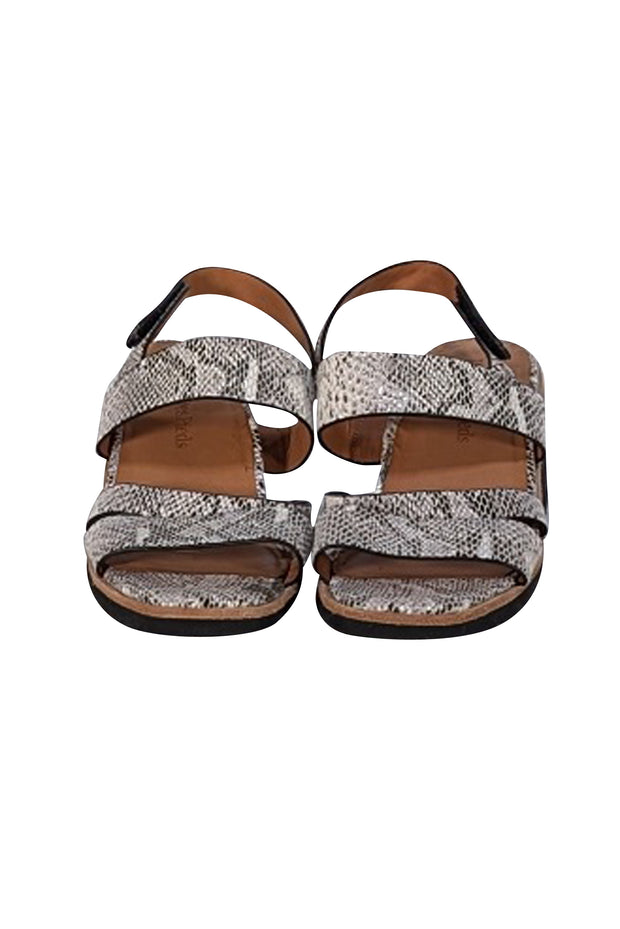 L'Amour Des Pieds - Tan, Cream, & Brown Snakeskin Print Strappy Sandals Sz 8 - Current Boutique
