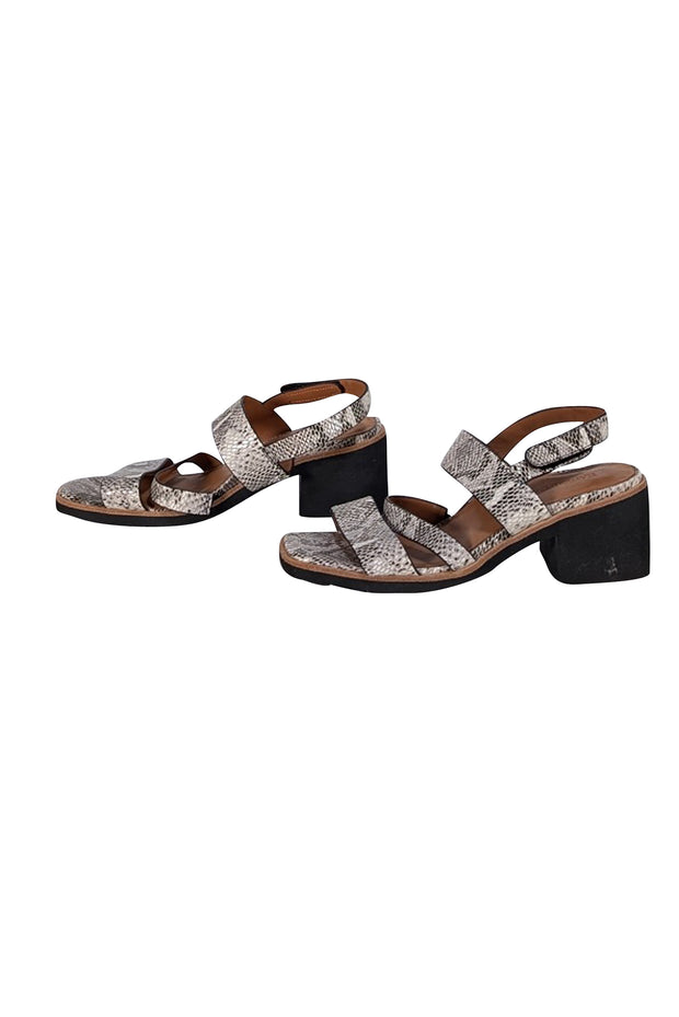 L'Amour Des Pieds - Tan, Cream, & Brown Snakeskin Print Strappy Sandals Sz 8 - Current Boutique
