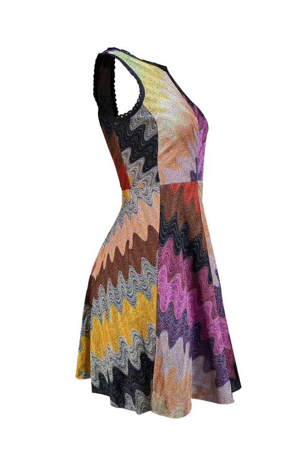 Missoni - Purple & Multi Color Metallic Swirl Print Sleeveless Dress Sz S - Current Boutique
