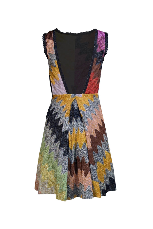 Missoni - Purple & Multi Color Metallic Swirl Print Sleeveless Dress Sz S - Current Boutique