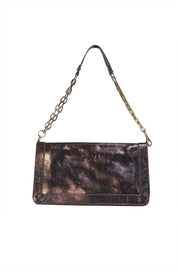 Tory Burch - Brown Metallic Textured Leather Chain Strap Shoulder Bag - Current Boutique