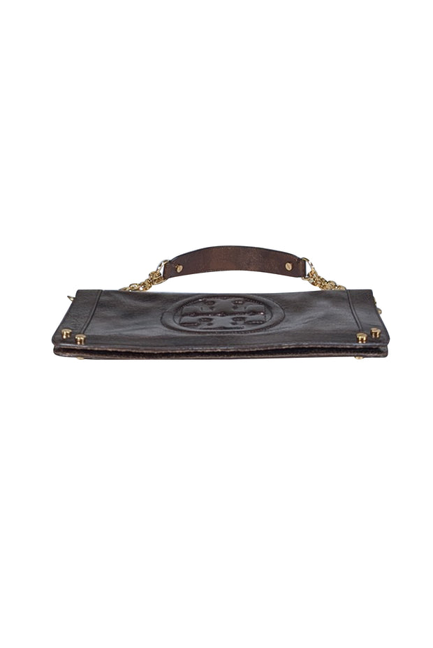 Tory Burch - Brown Metallic Textured Leather Chain Strap Shoulder Bag - Current Boutique
