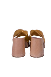 Swedish Hasbeens - Yellow Leather Wooden Mule Heels Sz 6 - Current Boutique