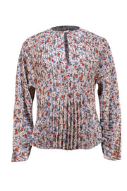 Vince - Beige w/ Multi Color Floral Pleated Blouse Sz XS